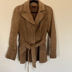 Vtg suede tie-waist leather jacket‎